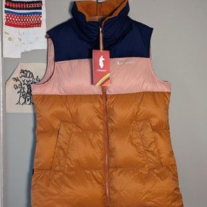 cotopaxi Solazo Down Vest; Size Large; pink, blue, and orange